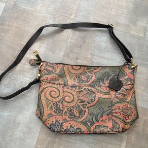 Eric Javits Paisley Crossbody Bag - Black and Gold